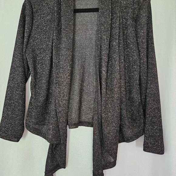Alex Marie Black Metallic Evening Draped Cardigan Size Large - Picture 1 of 7